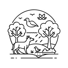 wildlife habitat icon, wildlife habitat line art - simple line art of wildlife habitat, perfect for wildlife habitat logos and icons