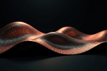 Abstract Copper Surface with Glittering Texture and Smooth Undulating Waves