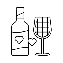 wine and chocolate icon, wine and chocolate line art - simple line art of wine and chocolate, perfect for wine and chocolate logos and icons
