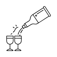 wine bottle pouring icon, wine bottle pouring line art - simple line art of wine bottle pouring, perfect for wine bottle pouring logos and icons