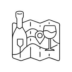 wine map icon, wine map line art - simple line art of wine map, perfect for wine map logos and icons