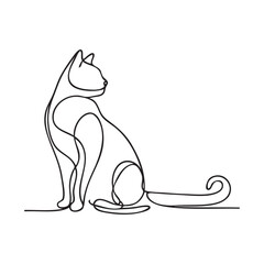 Cat continuous line drawing. One line vector drawing.
