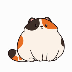 Cute and adorable chubby cat illustration