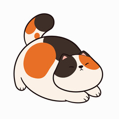 Cute and adorable chubby cat illustration