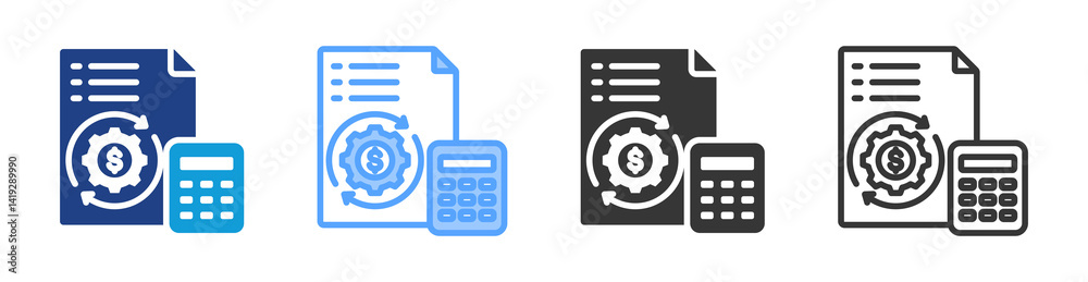 Poster Cost Accounting icon set multiple style collection