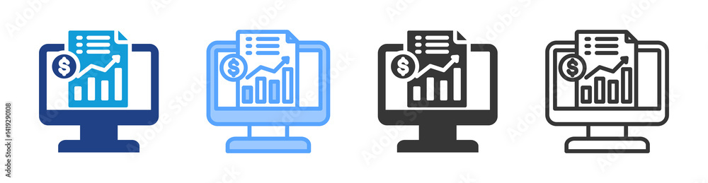 Poster financial information icon set multiple style collection