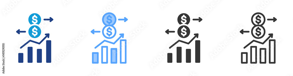 Poster financial transaction icon set multiple style collection