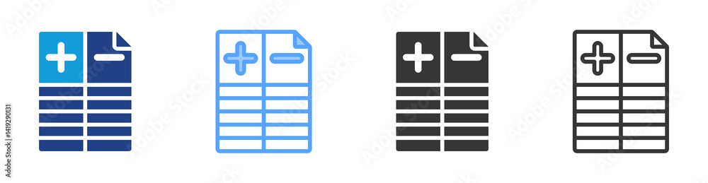 Poster double entry icon set multiple style collection
