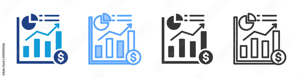 Poster business icon set multiple style collection