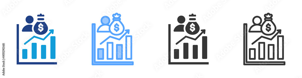 Poster investor icon set multiple style collection