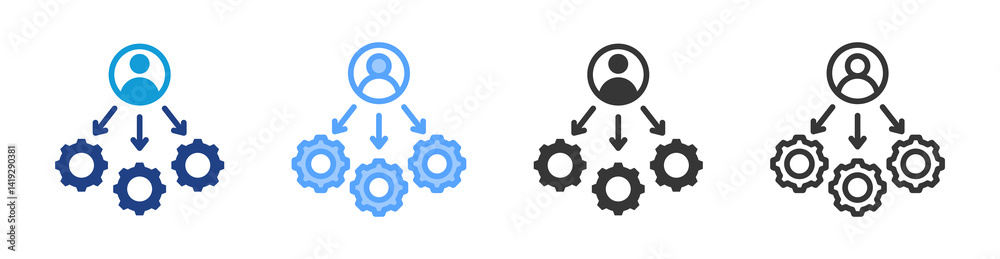 Poster stakeholder icon set multiple style collection