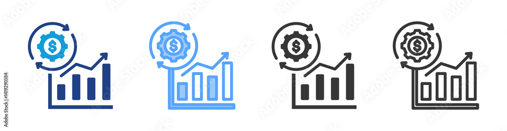 Poster economic activity icon set multiple style collection