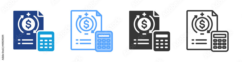 Poster Calculation icon set multiple style collection