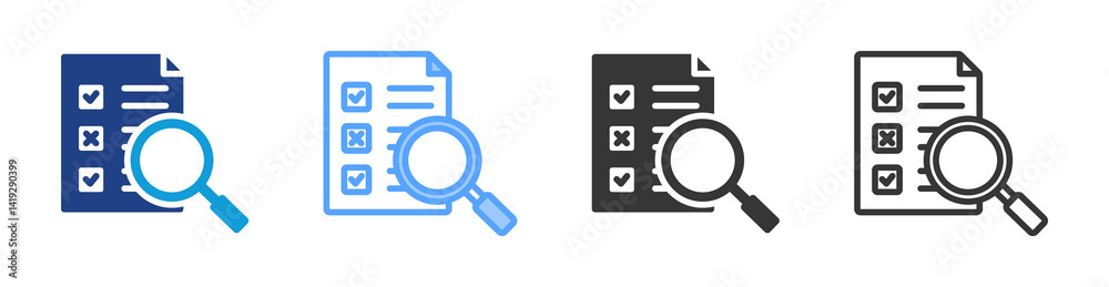 Poster Analysis icon set multiple style collection