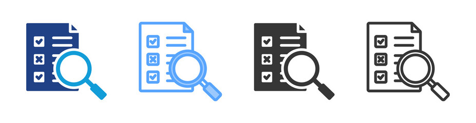 Analysis icon set multiple style collection