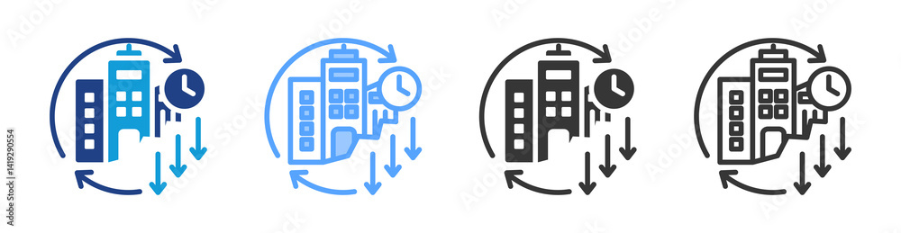 Poster Depreciation icon set multiple style collection
