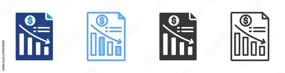 Poster Deficit icon set multiple style collection