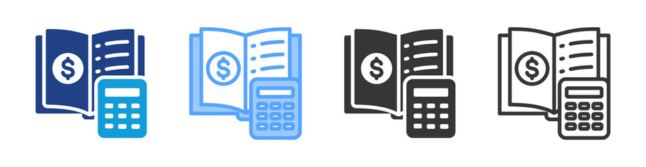 Ledger icon set multiple style collection