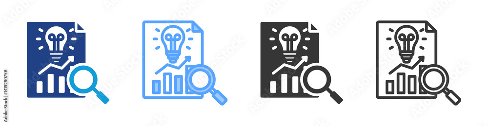 Poster accounting research icon set multiple style collection