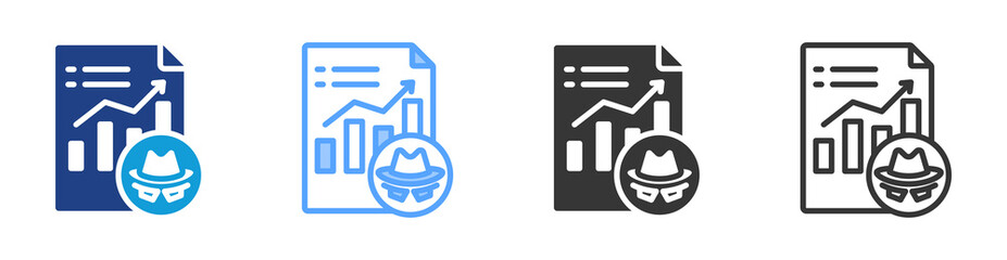 Accounting Fraud icon set multiple style collection