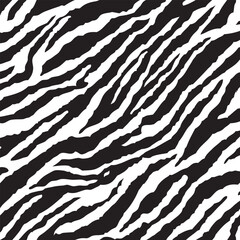 Bold Zebra Stripe Seamless Pattern for Textile Print and Fabric, Black and White Animal Skin Design