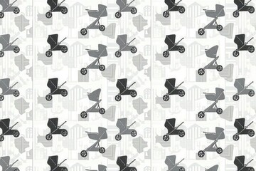 Fototapeta premium Modern geometric stroller pattern, gray & white, home, background, interior
