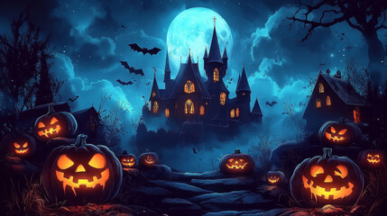 Pumpkin Glow on Spooky Halloween Street.