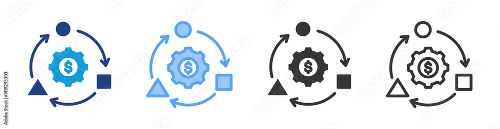 Poster Business Model icon set multiple style collection