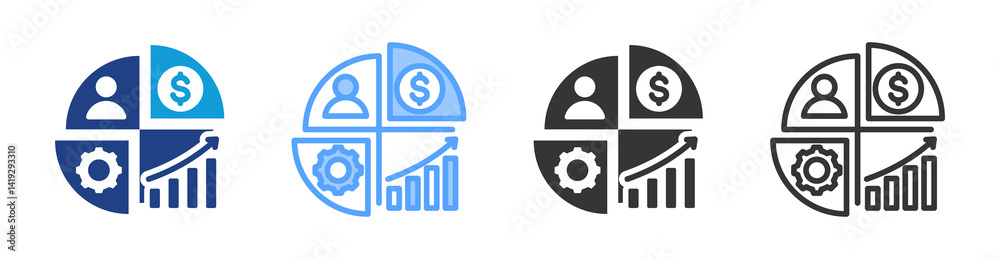 Poster Balanced Scorecard icon set multiple style collection