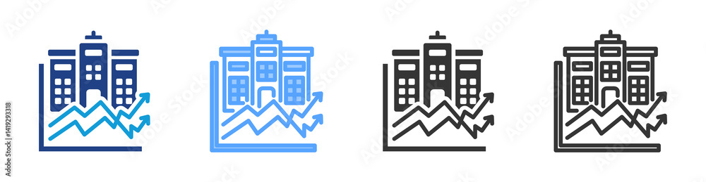 Poster Public Company icon set multiple style collection