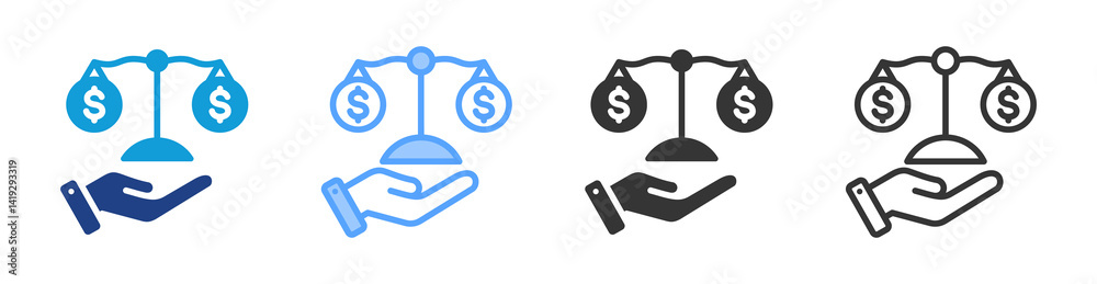 Poster equity icon set multiple style collection