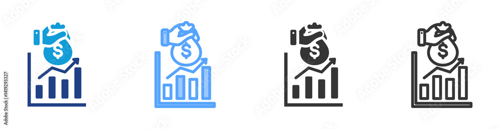 Poster Capitalization icon set multiple style collection