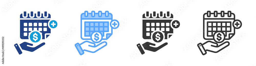 Poster Longterm Debt icon set multiple style collection