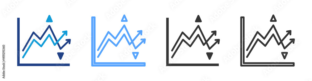 Poster stocks icon set multiple style collection