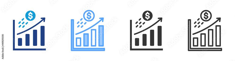 Poster Profitability icon set multiple style collection