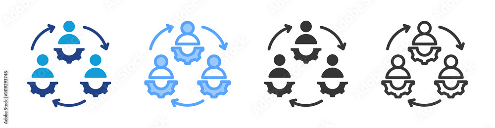 Poster collaboration icon set multiple style collection