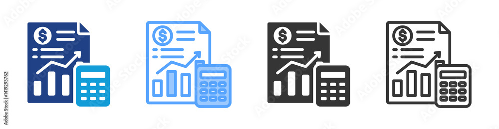 Poster Financial Statement icon set multiple style collection