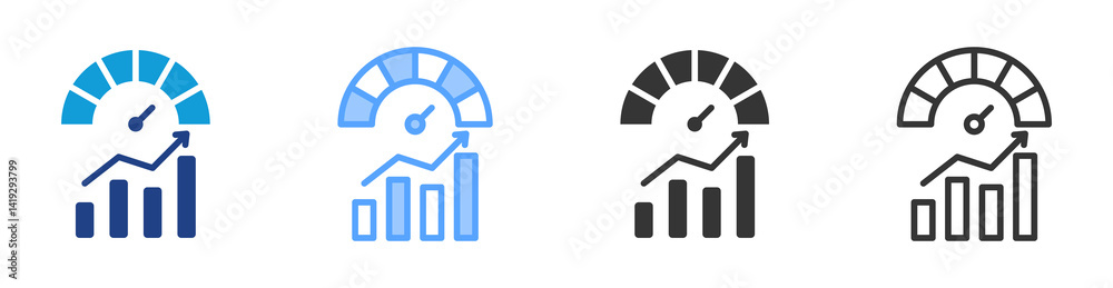 Poster Business Performance icon set multiple style collection