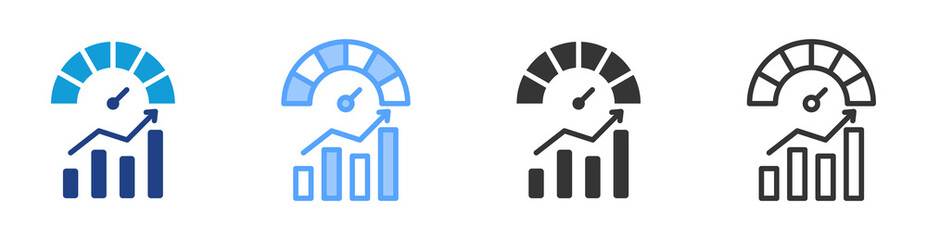 Business Performance icon set multiple style collection