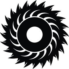 Circular Saw Blade Silhouette Vector - Sharp Tool Icon Graphic