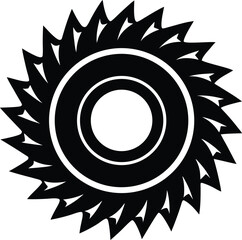 Circular Saw Blade Silhouette Vector - Sharp Tool Icon Graphic