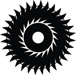 Circular Saw Blade Silhouette Vector - Sharp Tool Icon Graphic