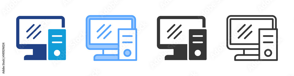 Aufkleber Computer icon set multiple style collection