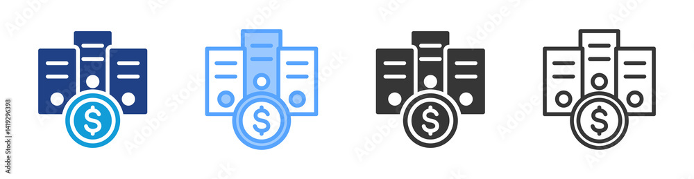 Aufkleber operation expenses icon set multiple style collection