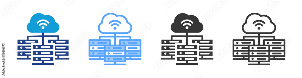 Poster Server Farm icon set multiple style collection