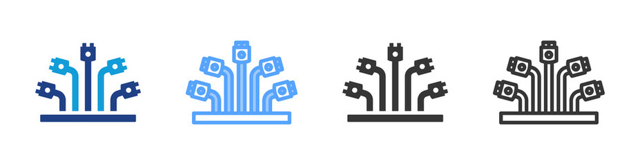Structured Cabling icon set multiple style collection