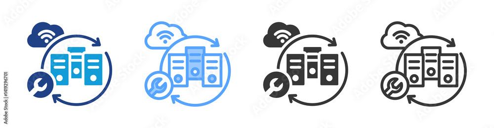 Poster maintenace icon set multiple style collection
