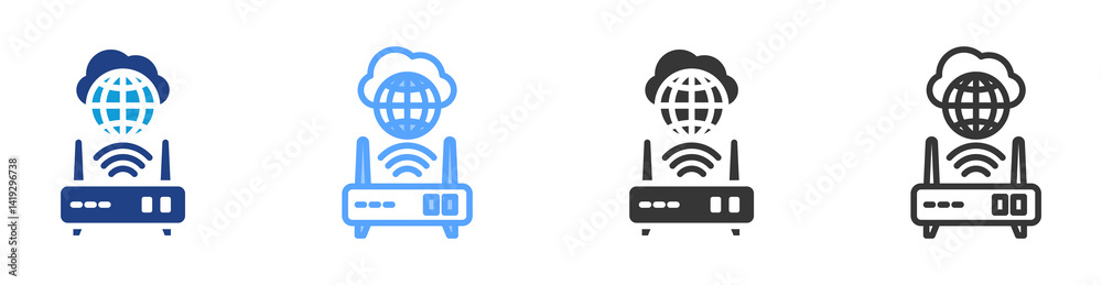 Poster Router icon set multiple style collection