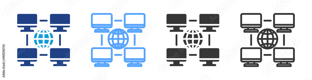 Poster Grid Computing icon set multiple style collection