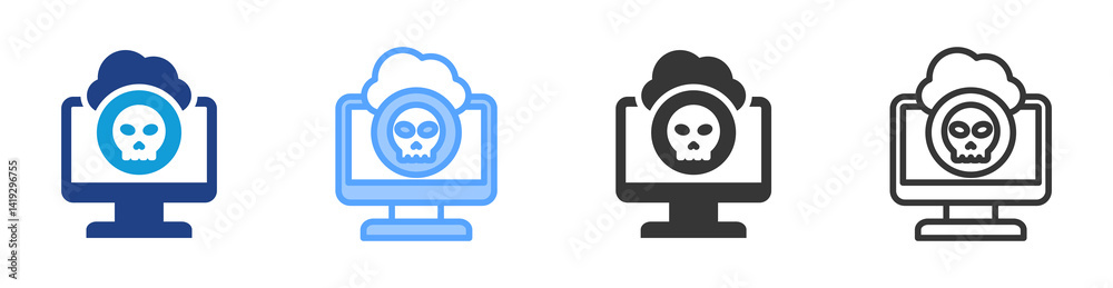 Poster Cyber Attack icon set multiple style collection